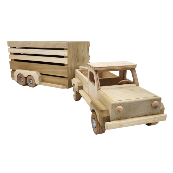 Wood Toy Pickup Truck and Trailer